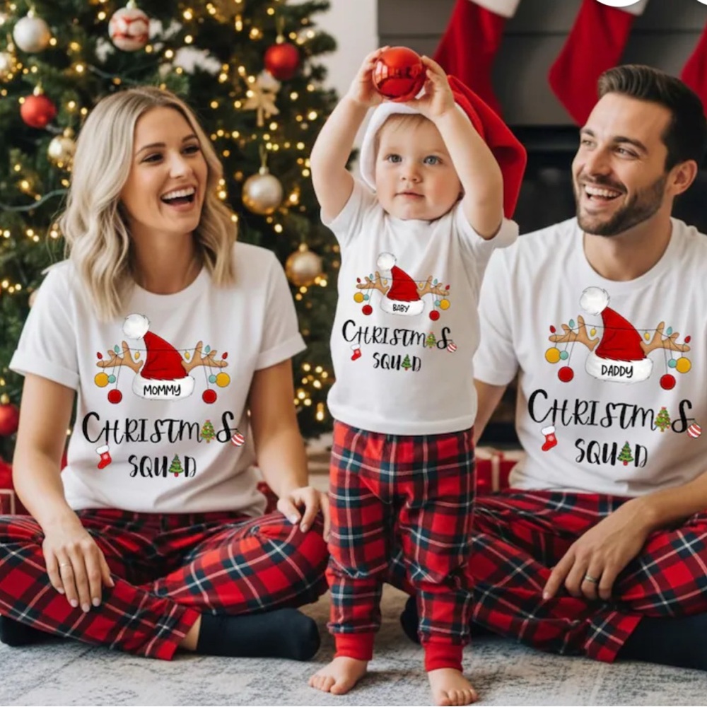 3Pack Family Christmas Squad T-Shirts $55 - White